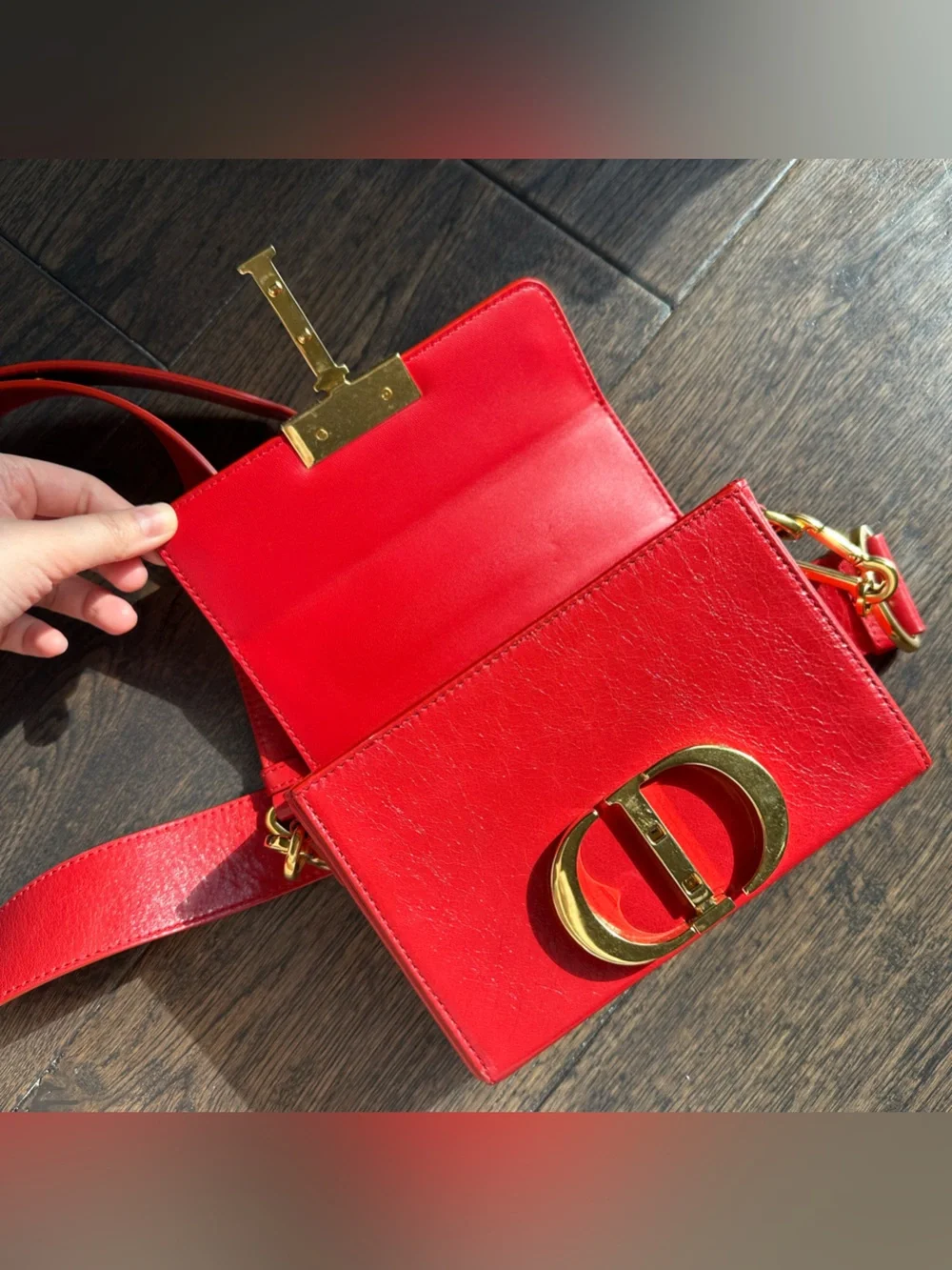 Christian Dior 30 Montaigne Box Shoulder Bag Red Leather - Picture 11 of 15
